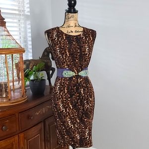 CALVIN KLEIN ANIMAL PRINT MIDI DRESS